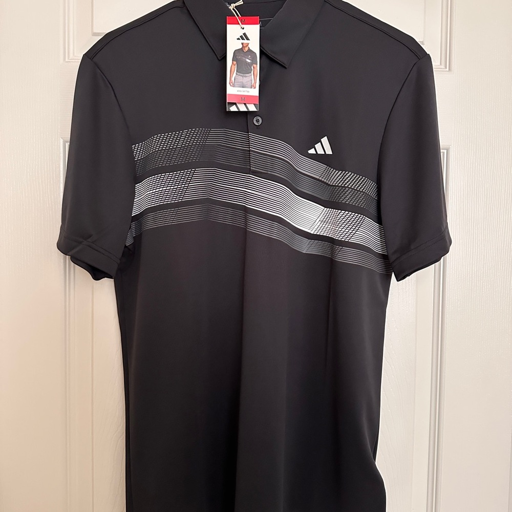 New Adidas Golf Polo Shirt Black Mens Medium